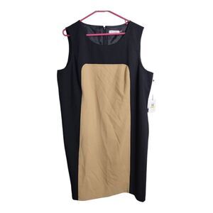 Calvin Klein Plus Size Neutral Colorblock Mini Office Preppy Sheath Dress 18W